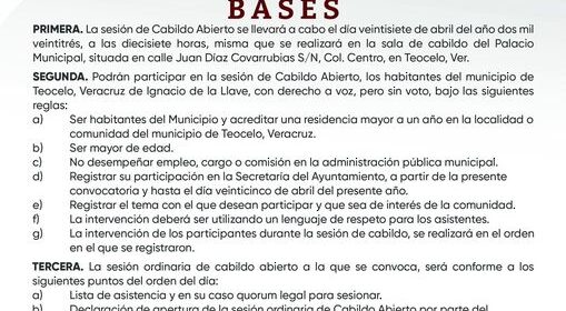 CONVOCATORIA – CABILDO ABIERTO