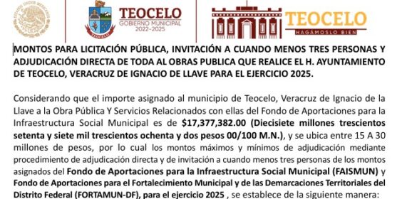MONTOS PARA LICITACIÓN PÚBLICA – 2025